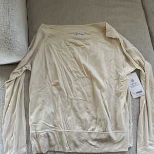 Athleta Beige Ribbed Long Sleeve Top